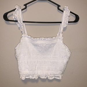 Fashion Nova White Frill Crepe Crop Top